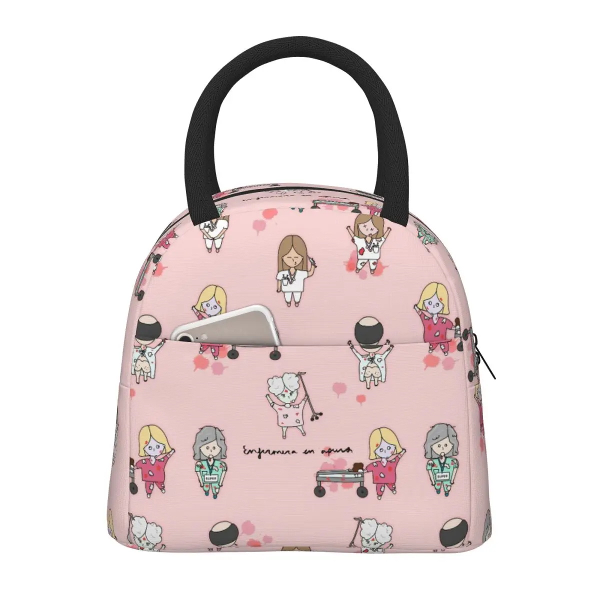 

Enfermera En Apuros Nurse Insulated Lunch Bag For School Birthday Gift for Nurse Food Storage Bag Portable Thermal Lunch Boxes