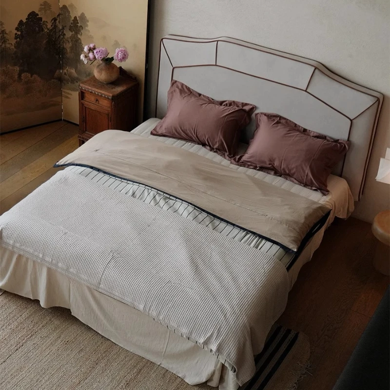 

Solid wood bed 1.8 meters double light luxury suspended bed small apartment retractable