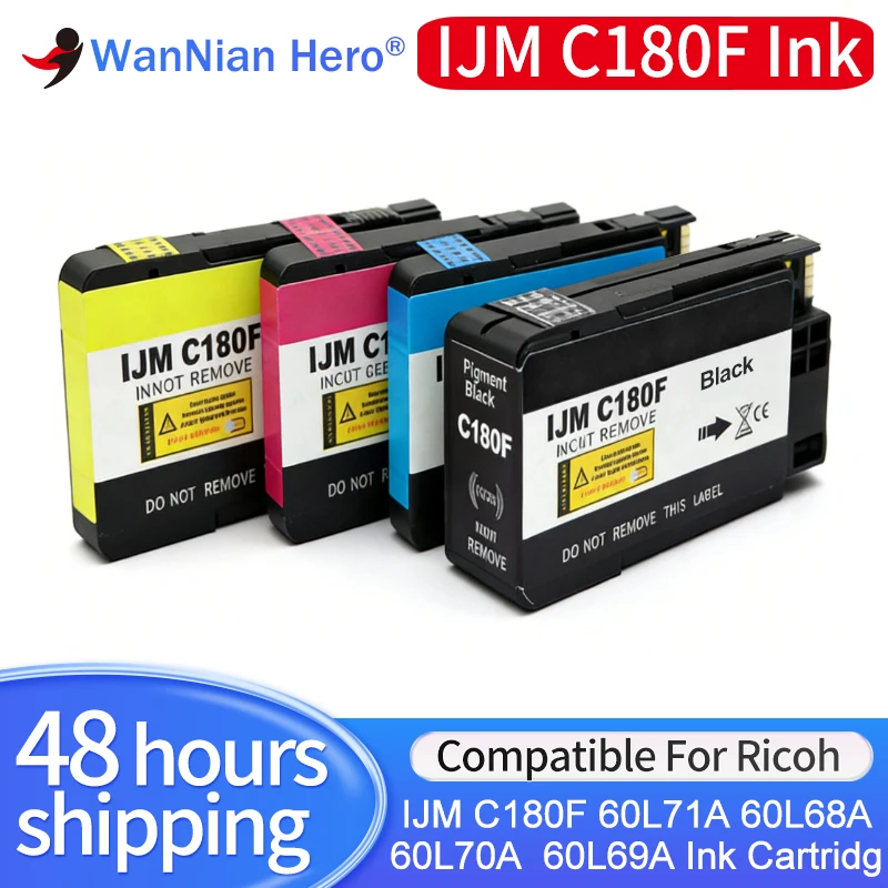 1set ~ 5set IJM C180F Ink Cartridge Compatible For Ricoh Global version C180F Printer Black 2000page Color 1600page Printer