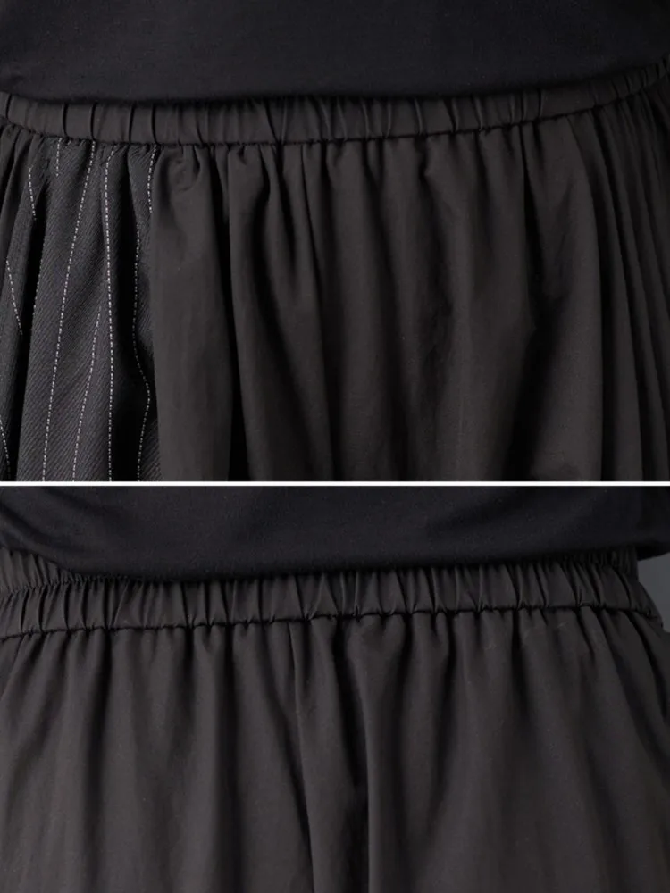 กางเกงขายาวทรงหลวมพิมพ์ลายทางสไตล์แฟชั่นสำหรับผู้หญิง  ผ้าผสม  ใส่สบาย  เอวยางยืด  ขากว้าง  เหมาะสำหรับฤดูใบไม้ผลิและฤดูใบไม้ร่วง