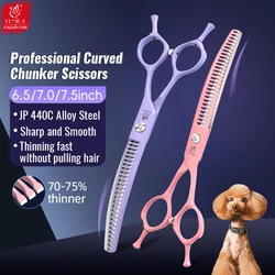 Fenice Dog Beauty Scissors Colorful 6.5/7.0/7.5 inch JP440C Steel Professional Dog Grooming Scissors Curved Chunker Shears Tools