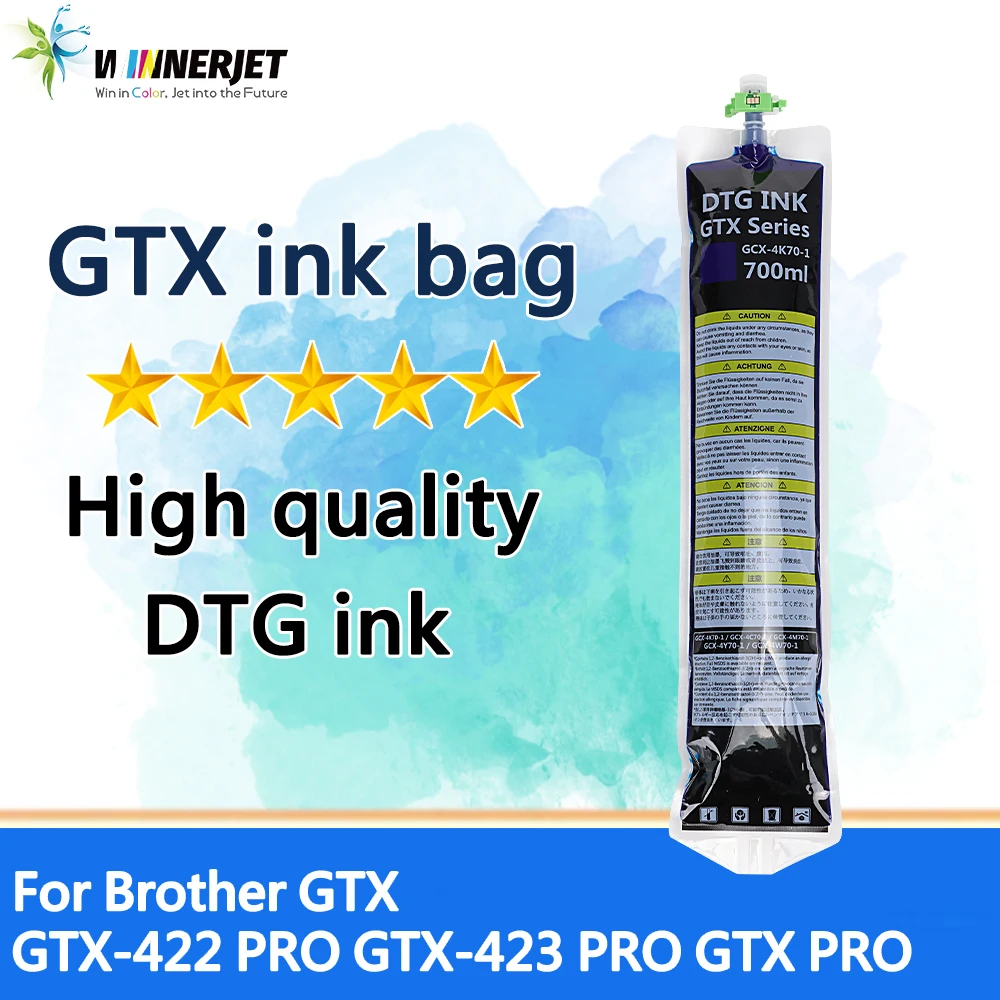 

Winnerjet GTX ink bag For Brother GTX GTX-422 PRO GTX-423 PRO GTX PRO printer With 700ml DTG ink With one time sue chip