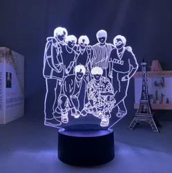 Korea Tian Tuan 3D night light B.T.S small colorful 16-color light battery USB plug-in electric light decorative light
