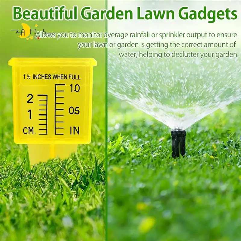 

AF95-20PCS Rain Gauge Reusable Garden Water Gauge Sprinkler Gauge Bright Yellow Lawn Rain Gauge Outdoor Water Measuring Tool,