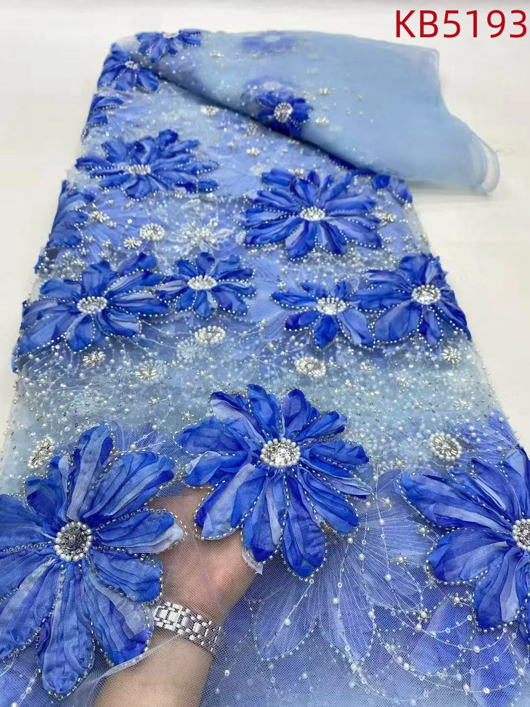 ثلاثية الأبعاد زهرة الدانتيل النسيج تسلسل الأفريقي أقمشة الدانتيل 5 ياردة جودة عالية 2025 قماش دانتيل الزفاف مطرز الدانتيل للخياطة KB5193