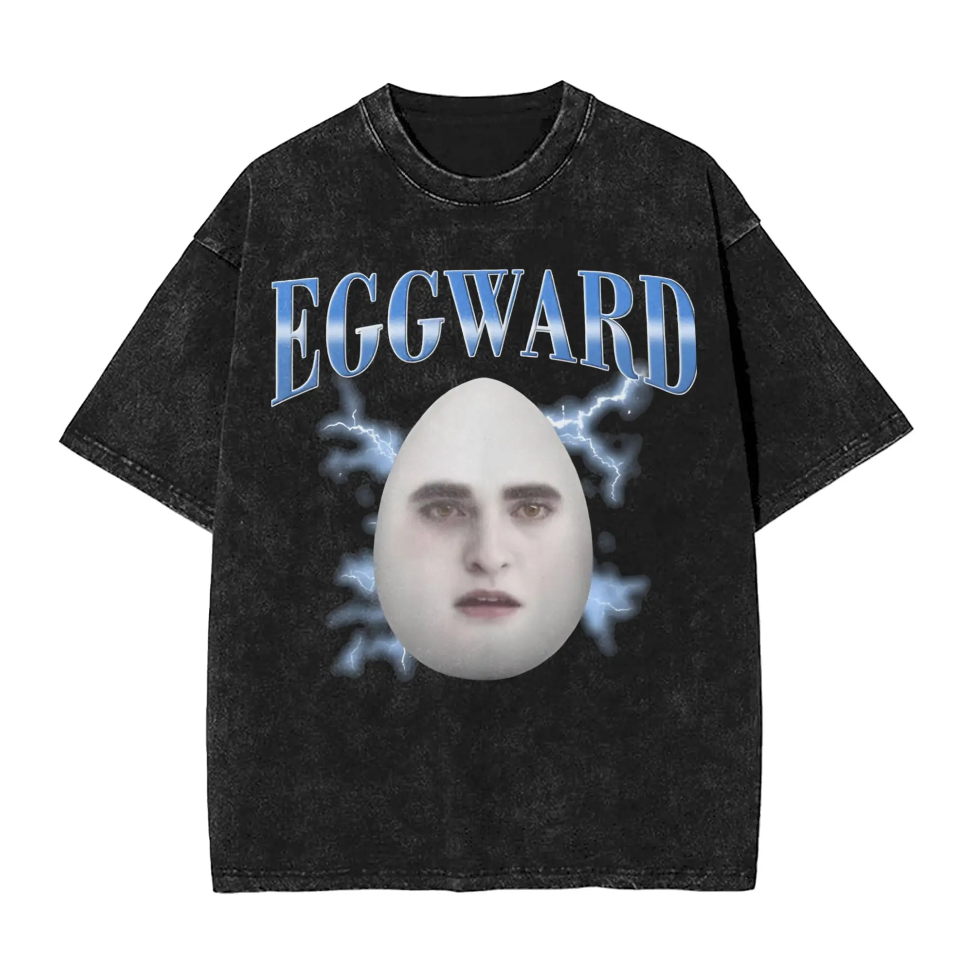 Eggward Silly Parody Egg Edward T Shirts Hip Hop Washed Short Sleeve Oversize T-Shirt for Men Women Streetwear Summer Tees