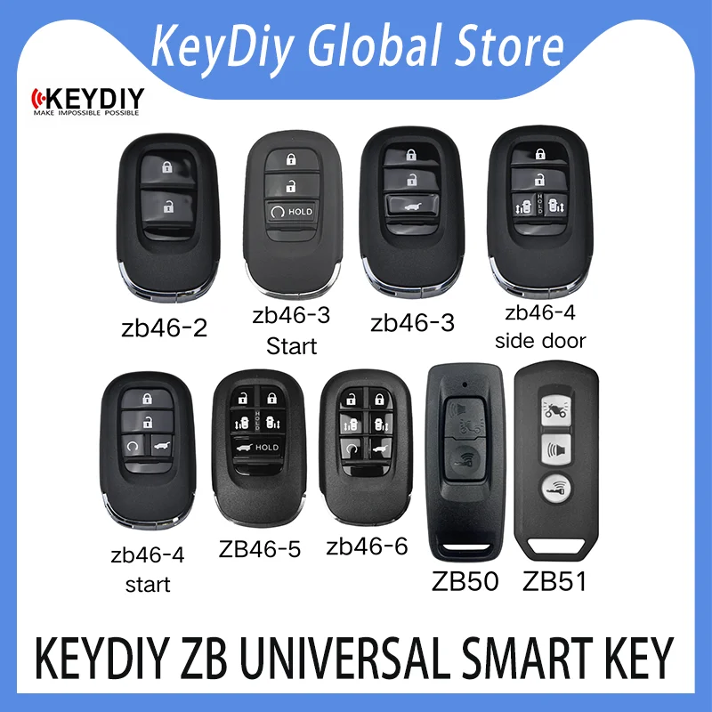 2 шт. смарт-ключи KeyDiy zb46-2 zb46-3 Start zb46-3 zb46-4 side-door zb46-4start ZB46-5 zb46-6 ZB50 ZB51 для бесключевого доступа KD900/MAX/X2/KDX4