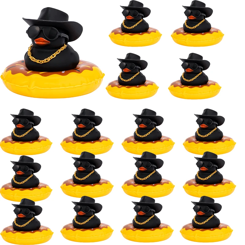 

10-100 шт. ковбойские черные резиновые утки, украшения для приборной панели, игрушки для ванны, бассейна, подарки на день рождения, сувениры для вечеринки