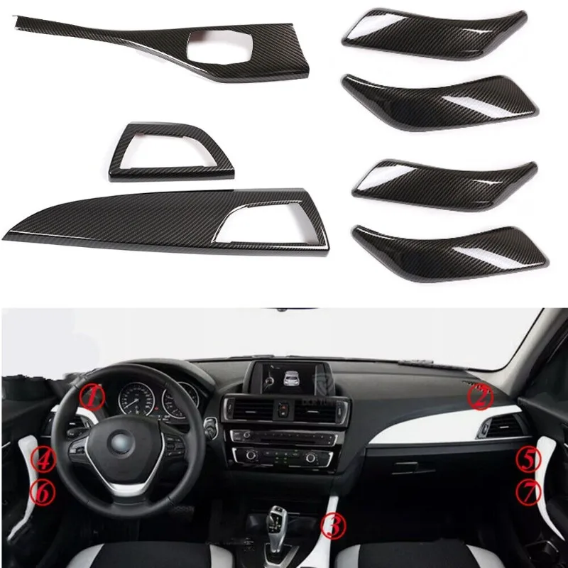 

Для BMW 1 2 серии F20 F21 F22 F23 2012-2018 ABS из углеродного волокна, крышка панели переключения передач, внутренний комплект, наклейки, автомобильные аксессуары