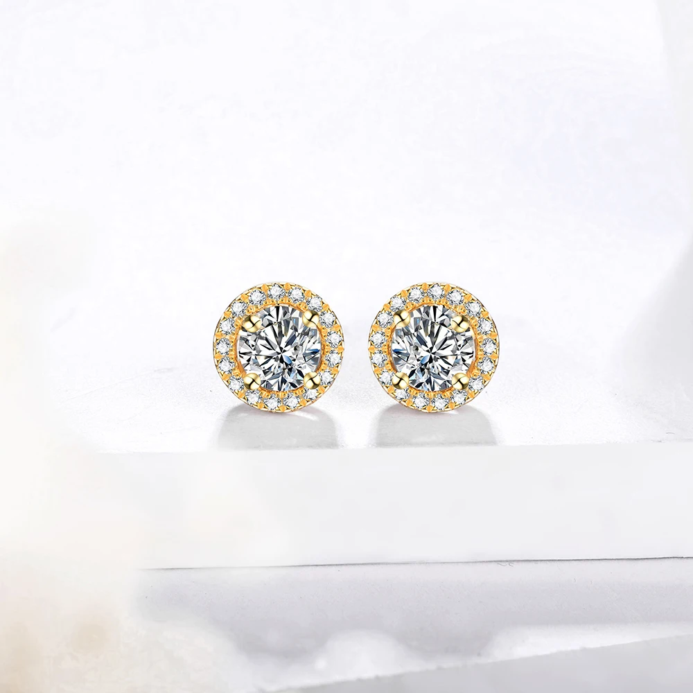 CHARMING Classic Shining Round 1CT Moissanite Earring 925 Sterling Silver for Women Party Gift Daily Jewelry Wedding Anniversary