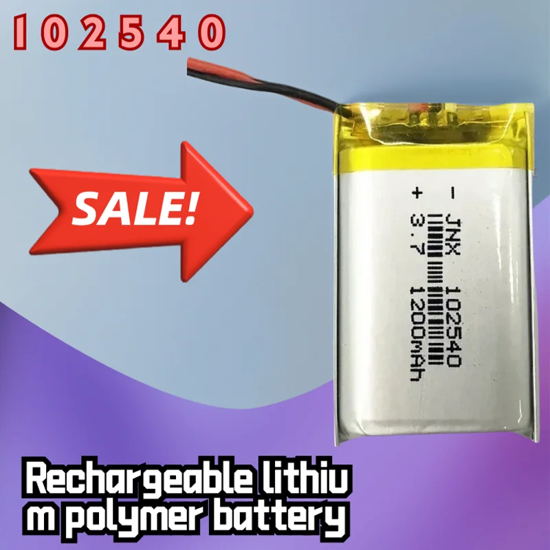 3.7V 1200mAh Original 102540 JST 1.0 1.25 PH 2-pin Lithium Polymer Li-ion Battery for Bluetooth Speaker GPS Dash Cam Camera MP4