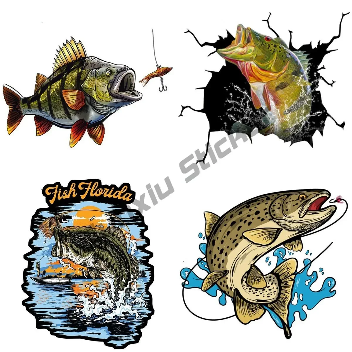 Fishing 3D Car Stickers Motorcycle Decal Laptop Window Toolbox Vinyl Wrap Anime Surfboard Decor