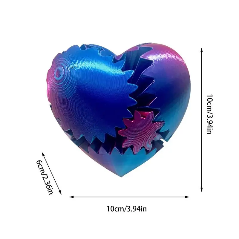 3D Printed Fidget Toys Heart-Shaped 3D Printed Gear Ball Rotating Gear Toys Creative 3D Printed Toy Gear Ball Fidget Toy for