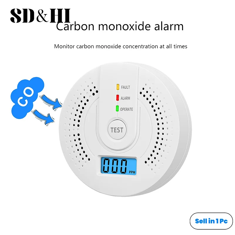

Carbon Monoxide Detector CO Gas Monitor Alarm Battery Powered CO Sensor Detector With LED Digital Display For Home,Depot Test