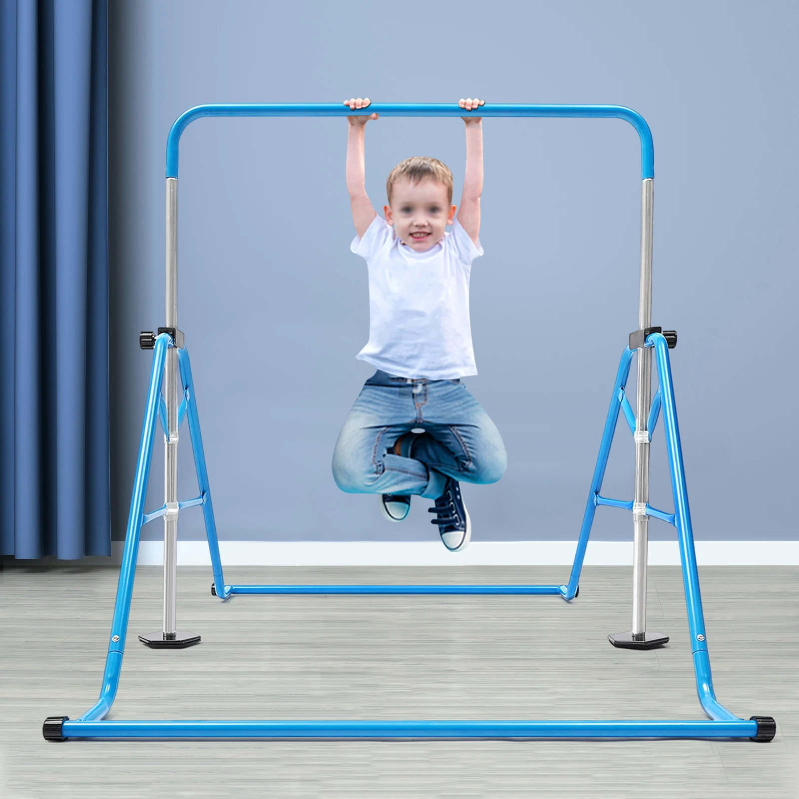 Blue Fun Gymnastics Bars Expandable Children's Training Monkey Folding Bars Climbing Tower Child Play Training Gym