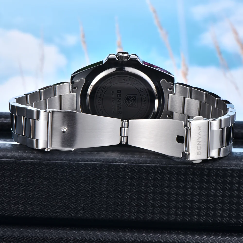 2026 BENYAR New 43mm Business and Leisure Luxury Men's Watch Japanese Movement Stainless Steel Waterproof Quartz Watch
