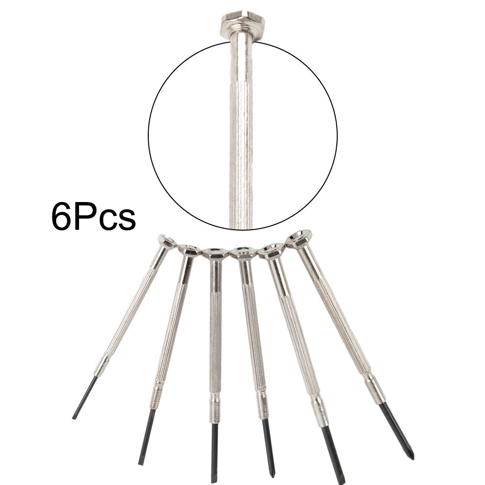 6 Pcs Precision Screwdriver PH1/PH2 Cross 1.4/2/2.4/3mm Slotted For Watch Jewelry Glasses Electronic Repairing Hand Tools