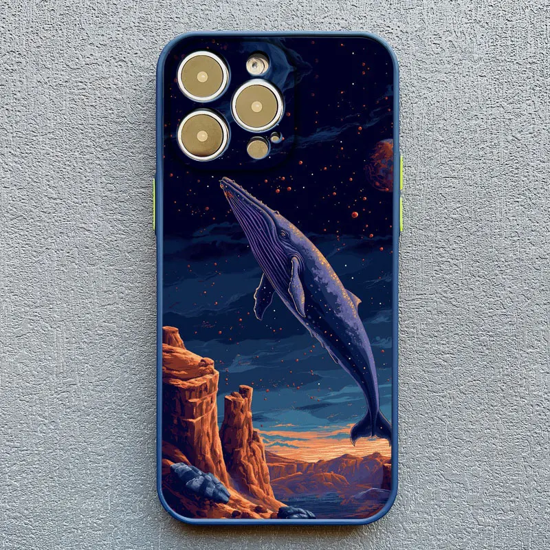 Weltraum-Ozean-Walfisch-Hai-Schwimm-Handyhülle für iPhone 17 16 15 14 11 12 13 Mini Pro Max Cover X XR X 16 15 14 Plus Fundas – Detail 8