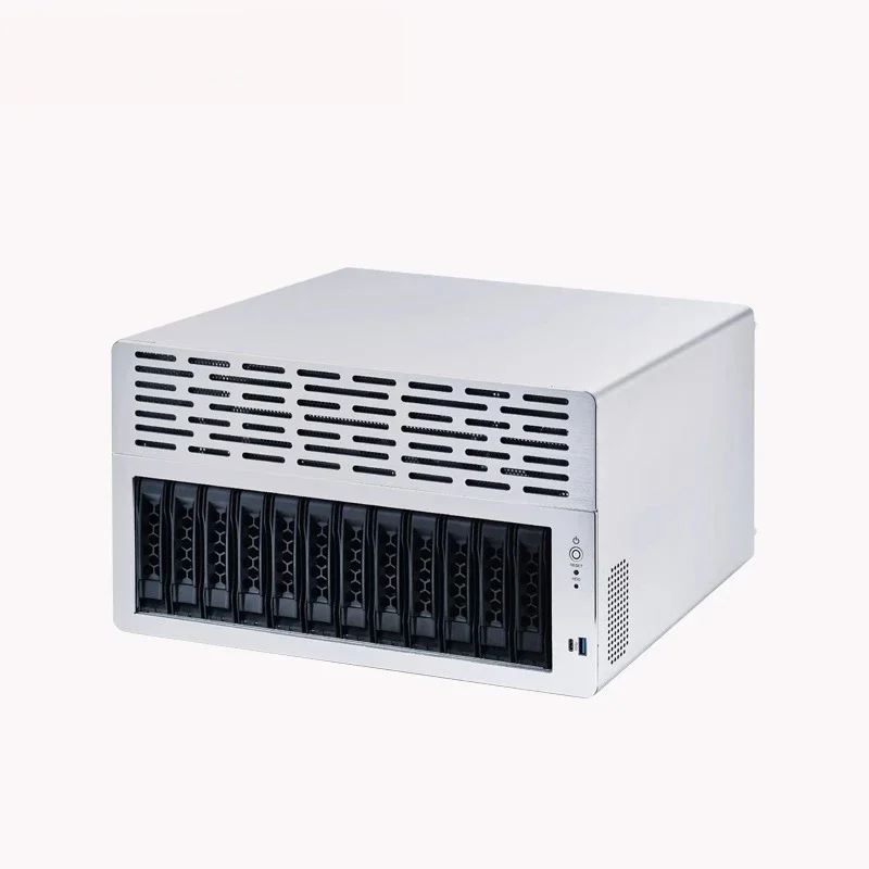 

Nas12 bay storage server supports ATX motherboard half height PCIE slot hot swappable chassis