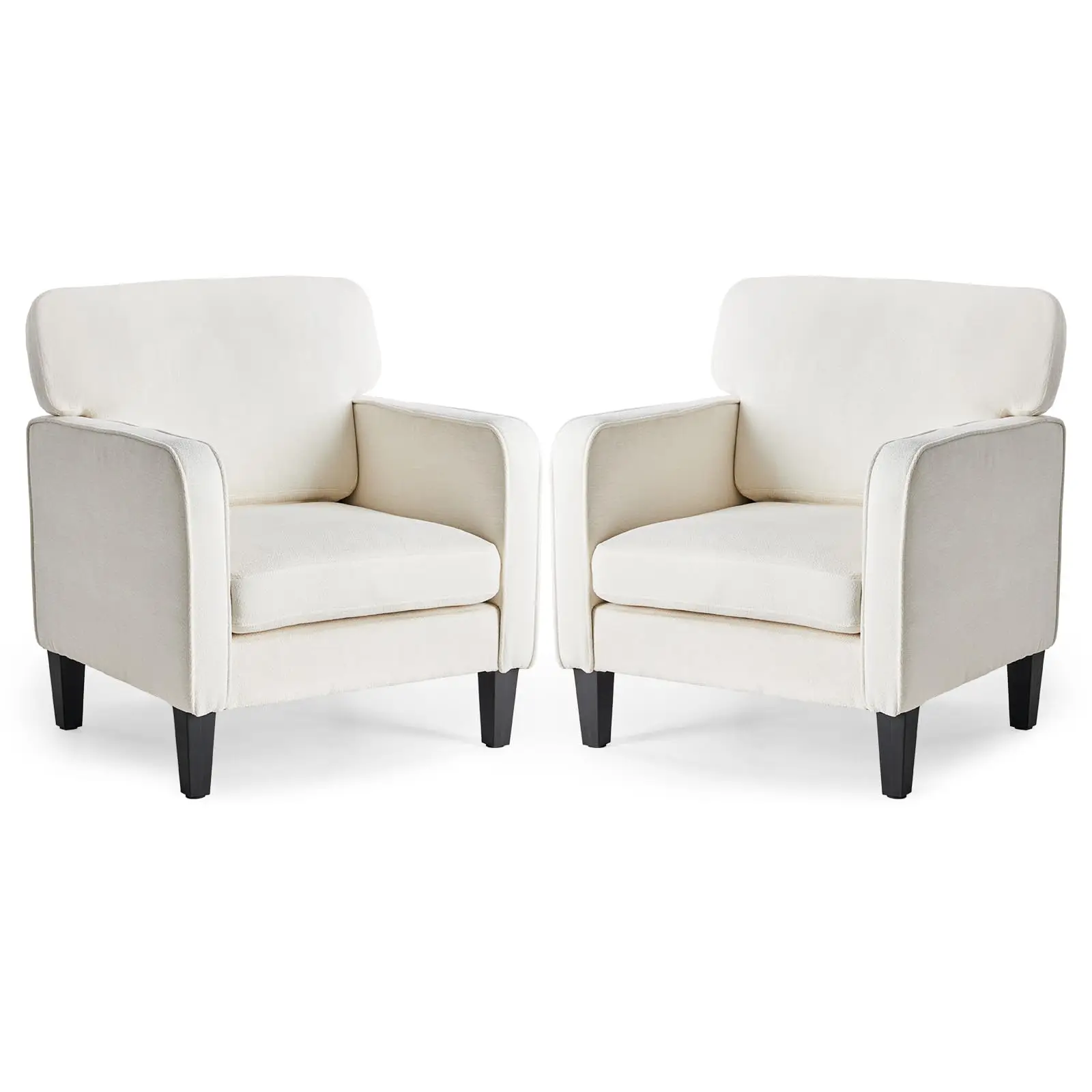

Modern Accent Chairs Set Of 2 Cream White Lounge Chairs With Armrest For Living Room Bedroom
