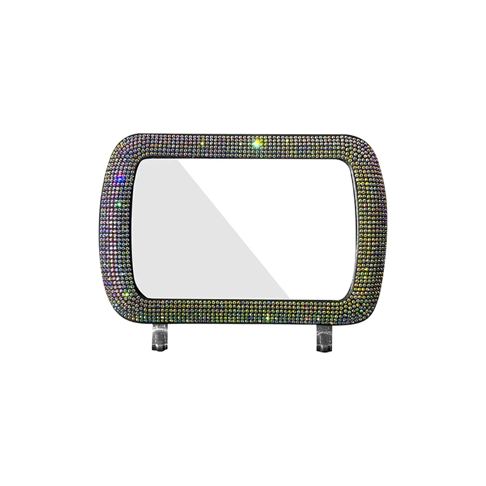 Rhinestone Car Visor Decoration Mirror Auto Women Makeup Mirror Auto Sunshade Rear View Cosmetic Mirror Bling Car Accessories