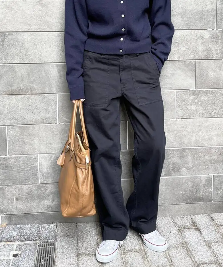 

Cotton washed 25SS high waist loose straight casual pants versatile and thin SPICK SPAN