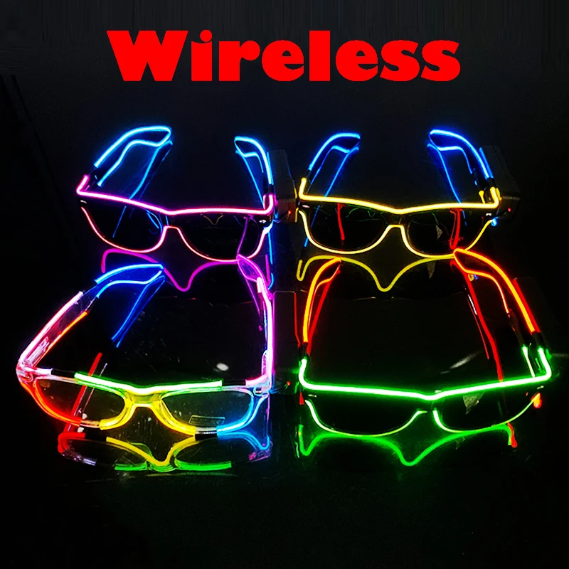 Bezprzewodowe okulary LED Party Light up Glasses Neon Party Flashing Glasses EL Wire Glowing Glow Sunglasses Bright Light Supplies