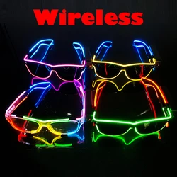 Bezprzewodowe okulary LED Party Light up Glasses Neon Party Flashing Glasses EL Wire Glowing Glow Sunglasses Bright Light Supplies