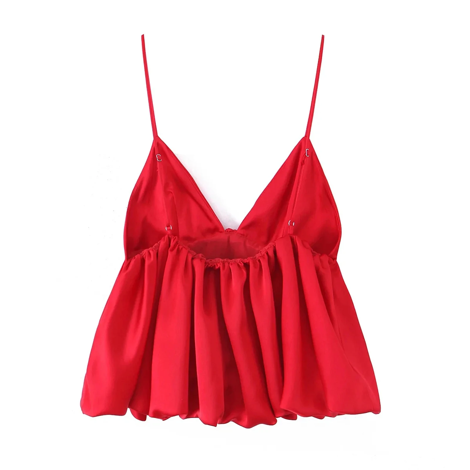HH Neue Damen Satin-Camisole mit dünnen Trägern, tiefem V-Ausschnitt, einfarbig, sexy, ärmellos, bauchfreies Tanktop – Sommer 2026 für Abendverabredungen und Strand – Detail 3