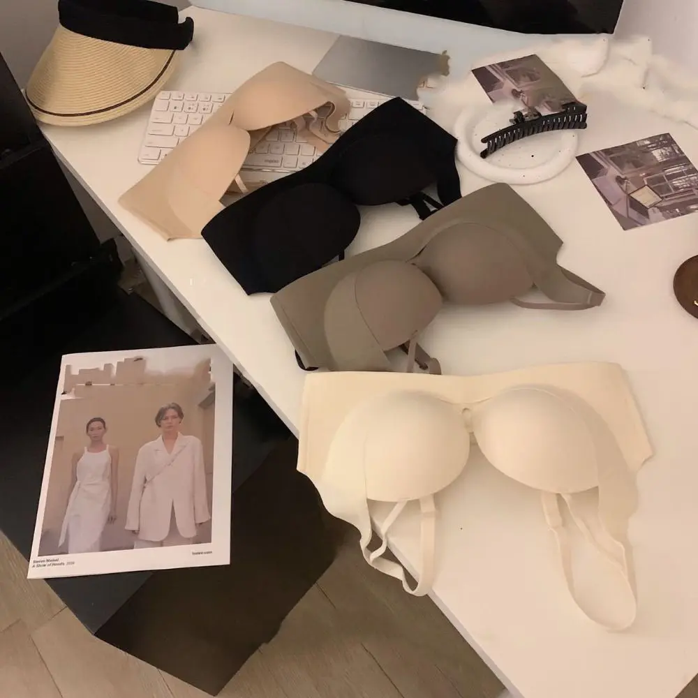 Soutien-gorge ajusté sans fil en V profond, résistant aux chocs, Anti-affaissement, sous-vêtements Push Up, seins froncés sans trace, brassière pour femmes