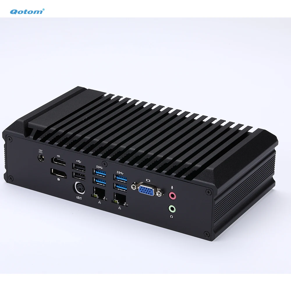 Qotom Barebone Mini PC With 8th/10th Gen Int el Celeron Core I3 I5 I7 Processors 6 COM 2 LAN HD DP VGA Fanless Industrial PC X86