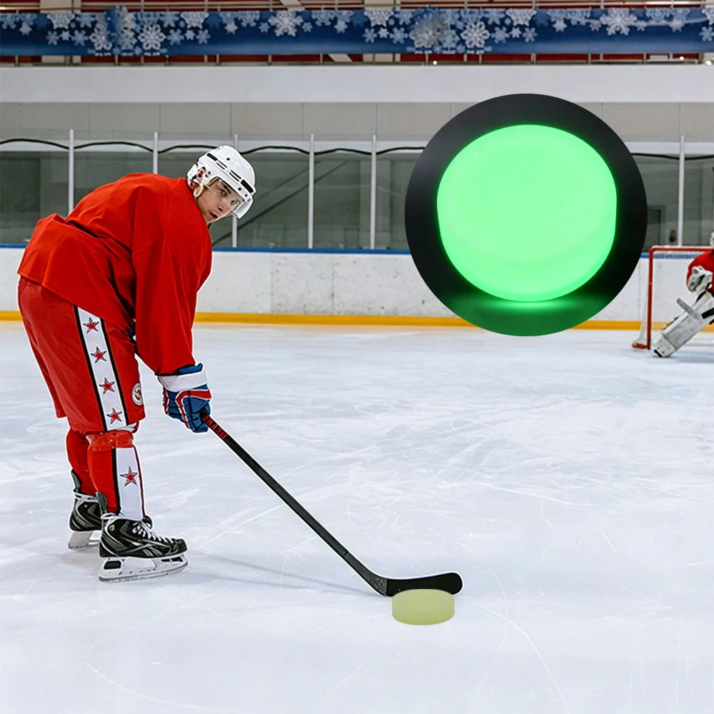 Green Glow in The Dark Hockey Balls Light Up Luminous Ice Hockey Balls 7.2cm PVC Street Hockey Balls Adults Youth