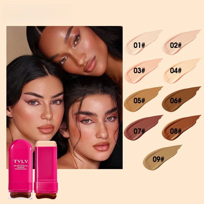 

Eraser Concealer Foundation Stick with Brush Waterproof Long-Lasting Foundation Stick Foundation Cream patting isconvenient fast