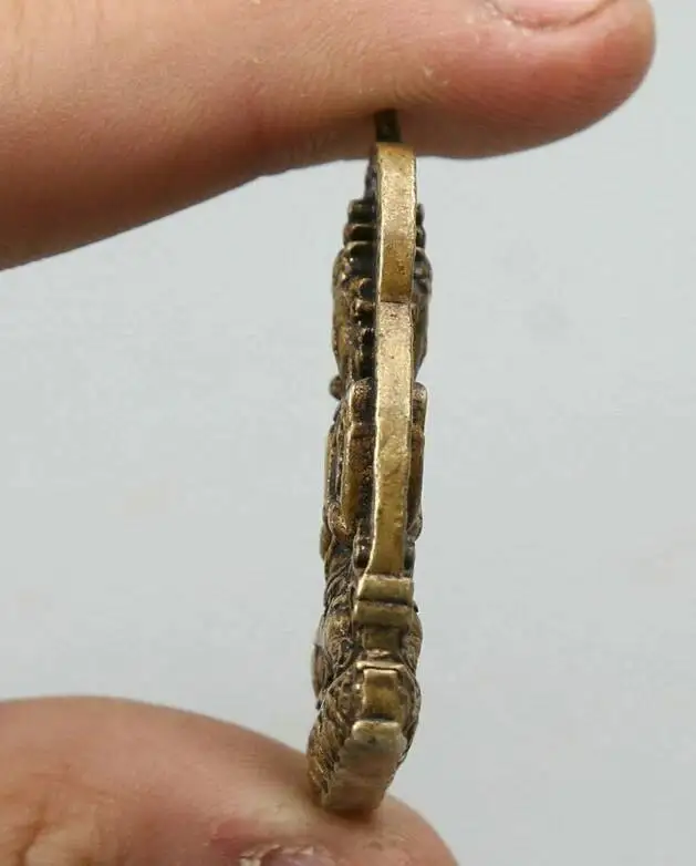 1.7Inch Nepal Tibetan Buddhist Bronze Four-Armed Guanyin Talisman Pendant