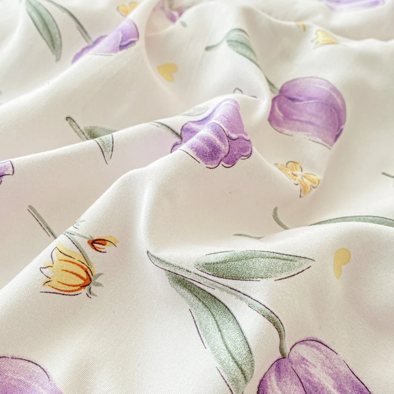 Purple Flowers Print Quilt Summer Cooling Blanket Single Double Queen Size Bed Comforters Air Conditioning Quilt Light Duvet