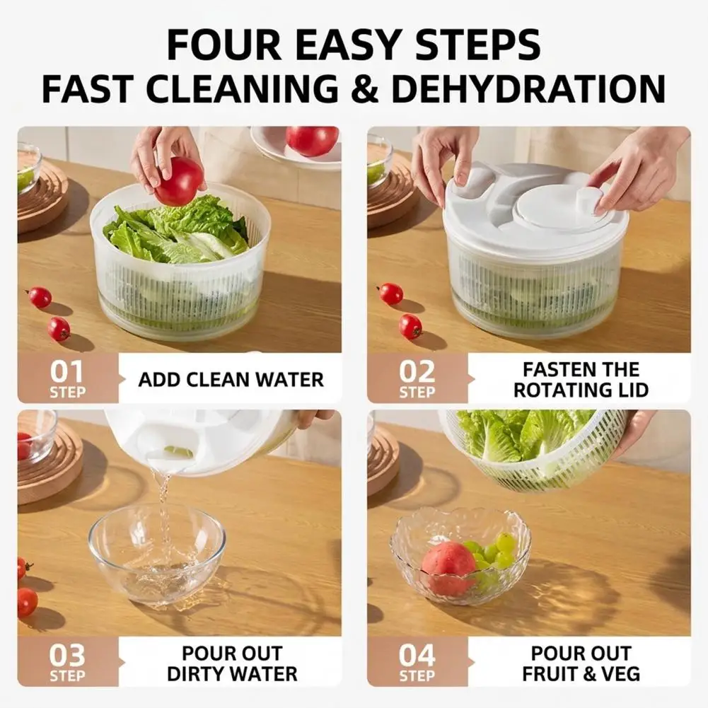 Salad Spinner Lettuce Greens Dryer Drainer Crisper Strainer Vegetable Cutter For Washing Drying Leafy Vegetables Kitchen Tools