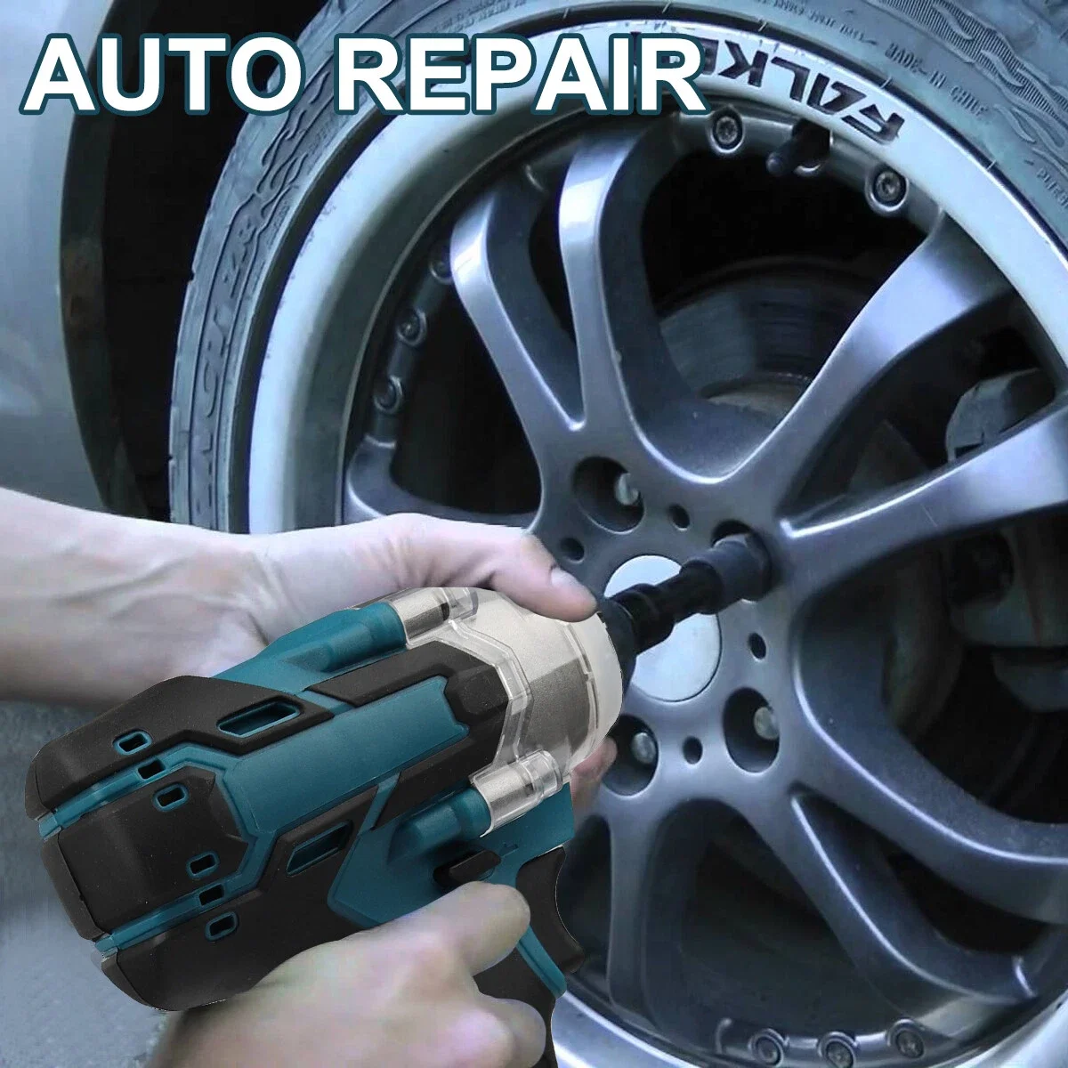 Electric Impact Wrench Brushless Motor Strong Torque Li-ion Battery LED Light Cordless Wrench Impact Durable for Car Tires Tool Multifunctional Spanner