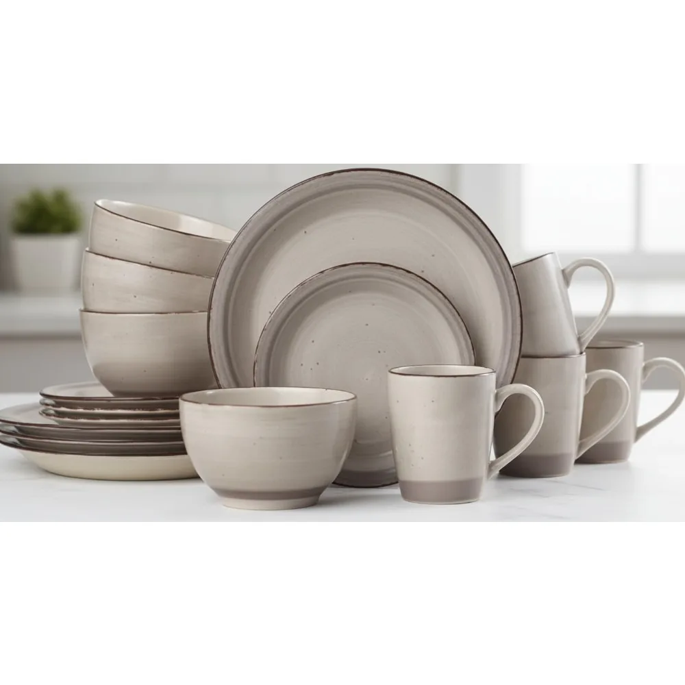 

Набор столовой посуды из керамогранита на 4 предмета, тарелки и миски классического дизайна, можно использовать в микроволновой печи и в посудомоечной машине