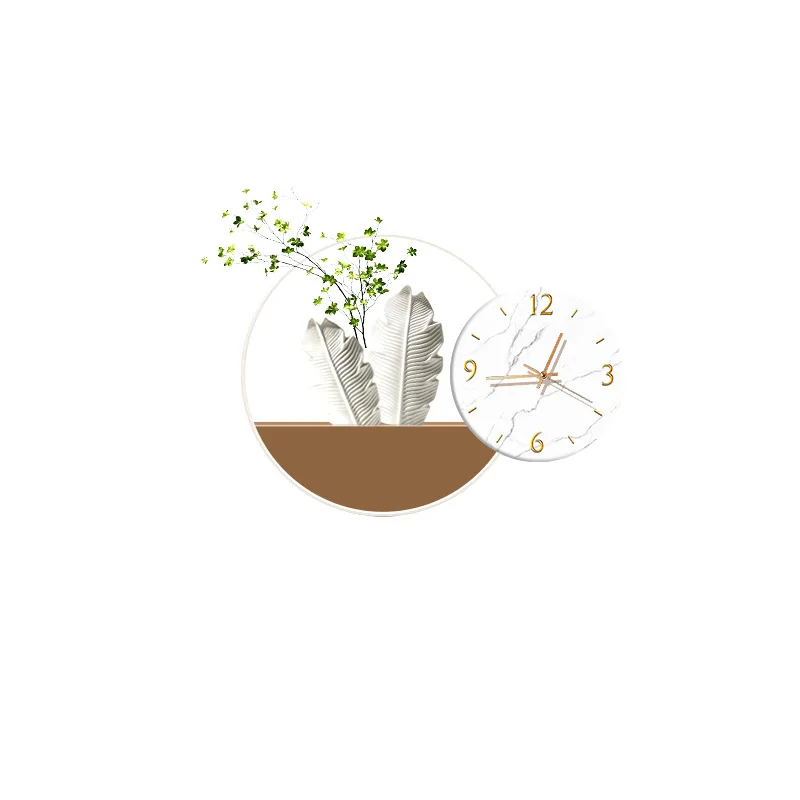 

Green plant creative clock wall lamp led luminous painting warm and beautiful