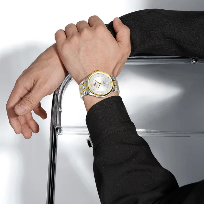 

NAVIFORCE New Men's Watch Casual Fashion Stainless Steel Strap Quartz Waterproof Wristwatch Simple Male Clock Relogio Masculino