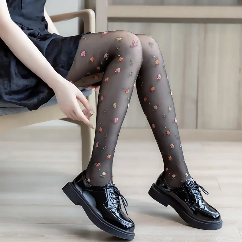 Floral Print Tights Women Lolita Sweet Girls Thigh High Stockings Pantyhose Women Lingerie Sexy Hosiery Women Tights Pantyhose