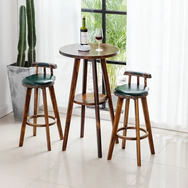 

-American retro bar stools, European high stools, rotating creative bar chairs, household high legged dining chairs
