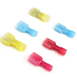 100Pcs Nylon Spade Quick Disconnect Connectors Kit, Electrical Insulated Terminals, Male and Female Spade Wire Crimp Terminal