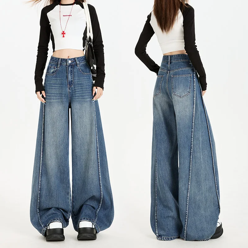 

Comfortable Womens Harem Pants High Waist Leisure European American Style Straight Wide Leg Solid Color Pants Casual AllMatch