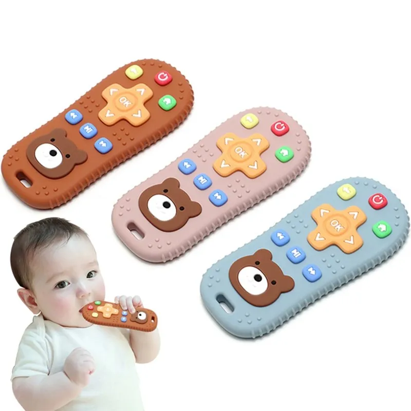 

6-12 Months 1Pc Animal Silicone Baby Teething Toy Teethers for Babies Remote Control Shape Teething Toy Boys Girls Baby Chew Toy