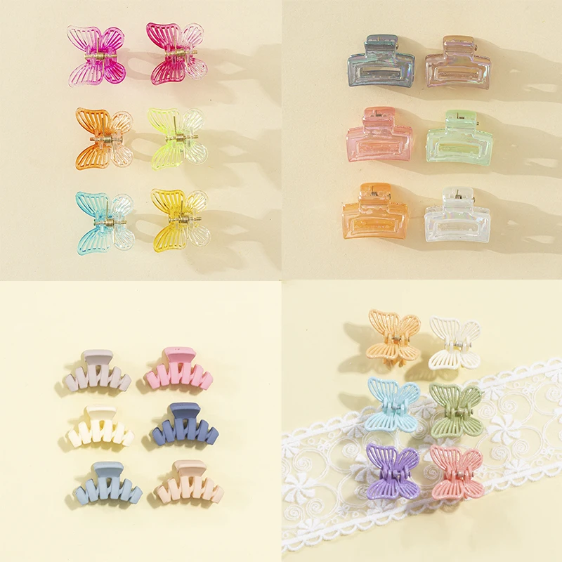 6PCS Cute Mini Butterfly Hair Claw Clips Fashion Decoration Headwear Kids Girls Plastic Small Hair Clip Accessories For Women