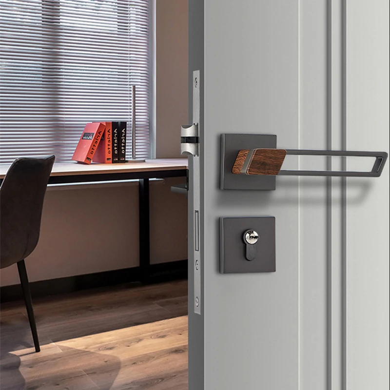 

Minimalist Zinc Alloy Black Interio Bedroom Door Locks Security Mute Mechanical Handle Lock Split Silent Pair Door Lock With Key