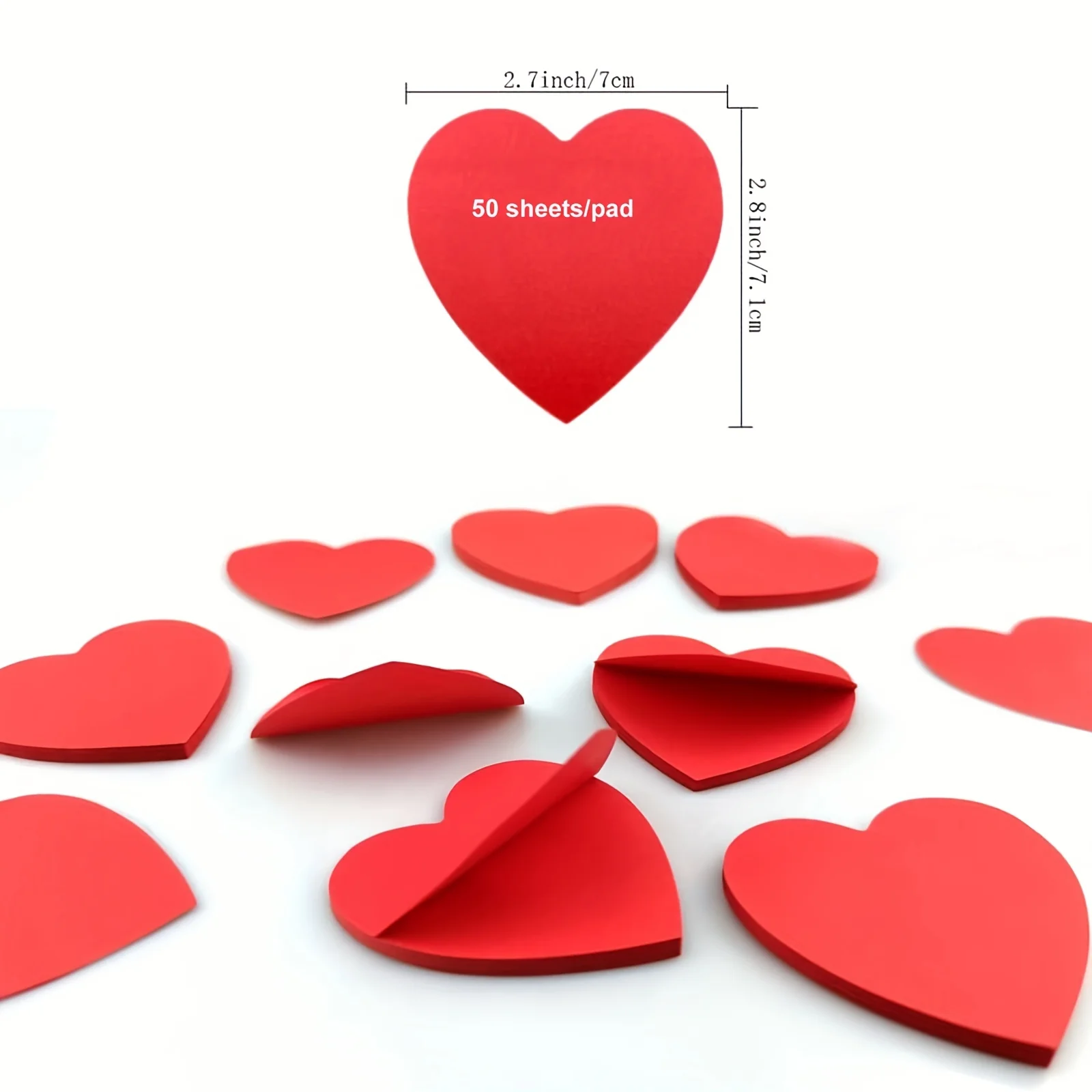 8 Pcs Large Red Love Sticky Notes, Cute Valentine\'s Day Memo Message Paper Kawaii Stationery  Post It Sticky Notes