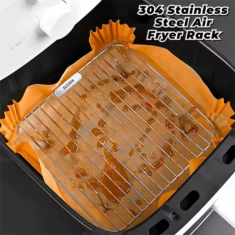 Round Square Cooking Rack With Foot Thicken Grid Grill 304 Stainless Steel Air Fryer Rack Home Kitchen Oven Steamer Cooker
