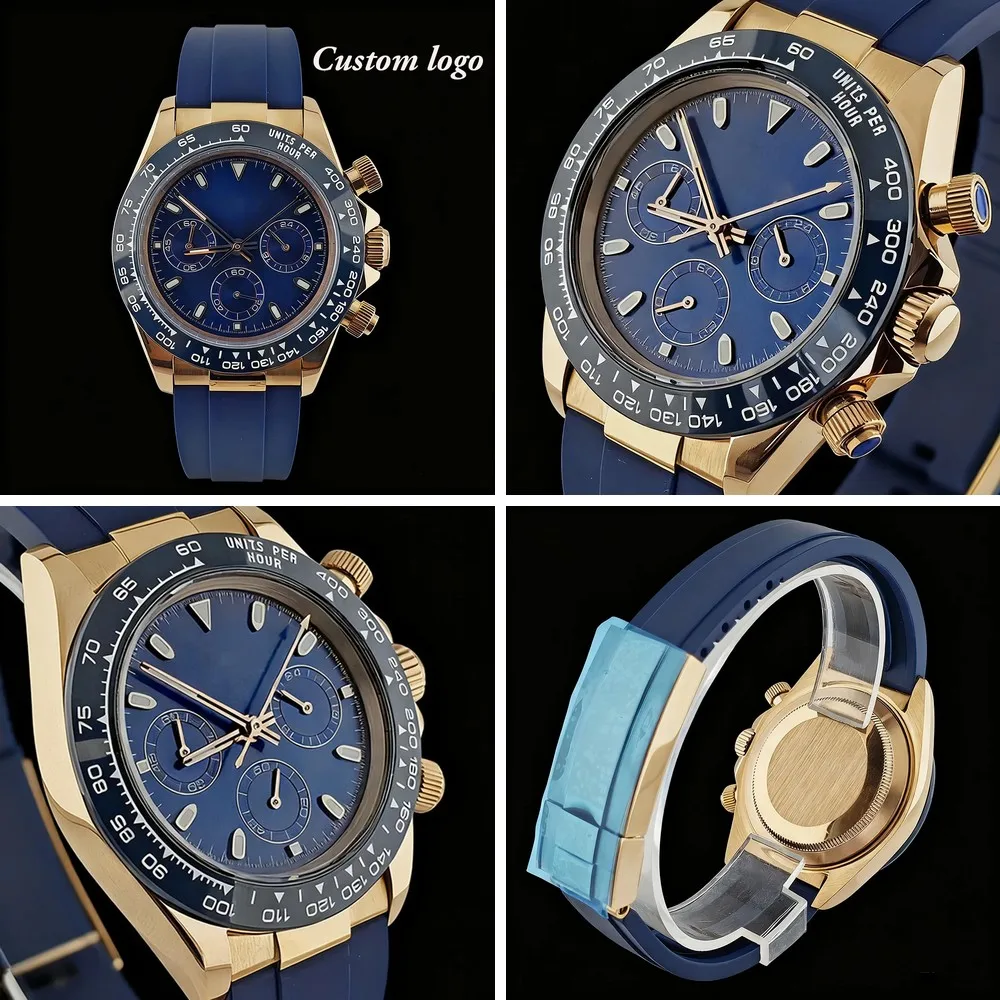 

wholesale price 39mm VK63 Men's Watch Custom Logo Stainless Steel Sapphire Glass VK63 Movement Mechanical Watch